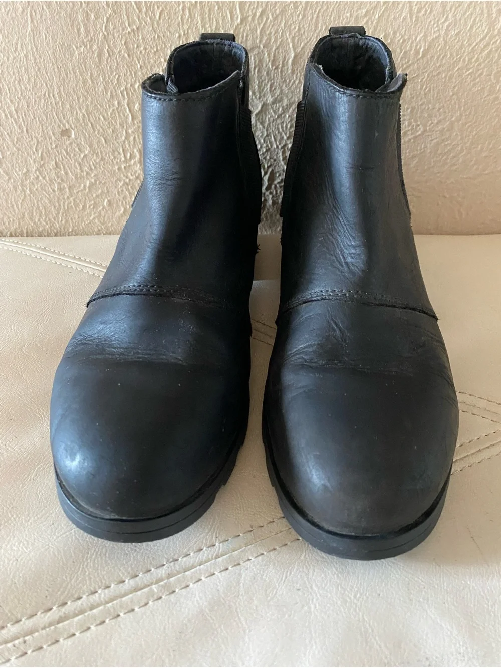 Sorel Emelie Chelsea Boots Women 8 Black Waterproof Leather Ankle gorpcore Y2K